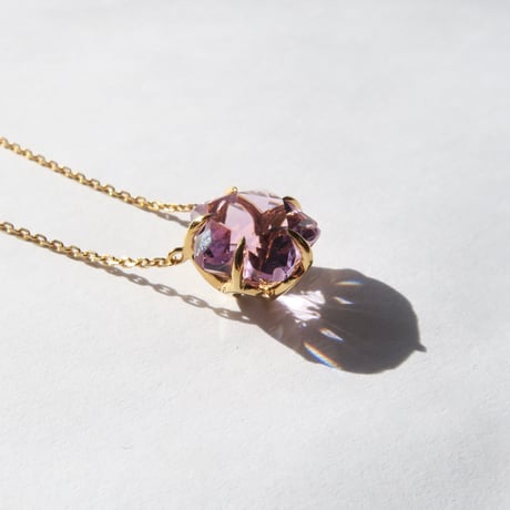 ローズアメジスト 10mm さくらシェイプカット necklace