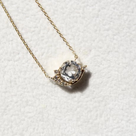 【necklace】　白水晶 6mm さくらインカット
