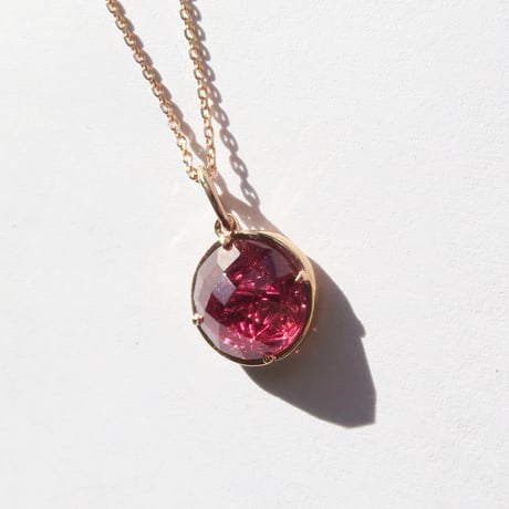 ルベライト 8mm RD型 甲州貴石切子 necklace