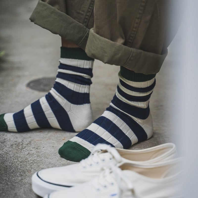 NAVY ROOTS / リブボーダーソックス / NR-SC23-02-4 | LINKS