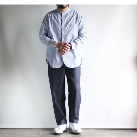 FOB FACTORY / STRIPE BAND COLLAR SHIRT / F3488