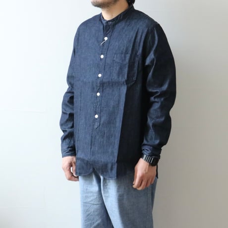 UNISEX / FOB FACTORY / DENIM BAND COLLAR SHIRT / F3470