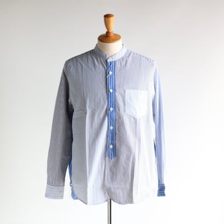 FOB FACTORY / CRAZY STRIPE BAND COLLAR SHIRT / F3465