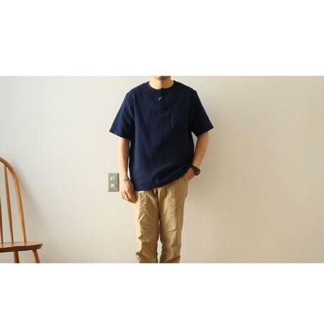 FOB FACTORY / INDIGO WAFFLE-T / F3493