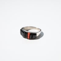 UNISEX / ナバホ族 Veronica Benally / コーンロウ ジェット/コーラル インレイ リング