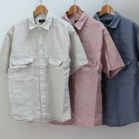 modem design / LINEN SHORT SLEEVE SHIRT / M-2501451
