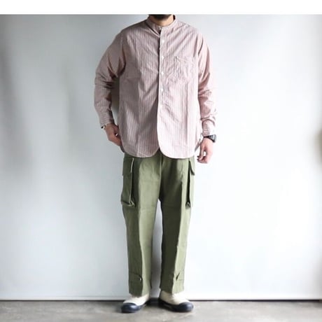 FOB FACTORY / STRIPE BAND COLLAR SHIRT / F3488