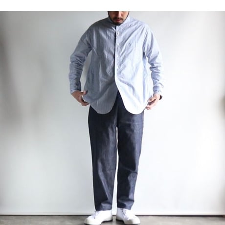 FOB FACTORY / STRIPE BAND COLLAR SHIRT / F3488