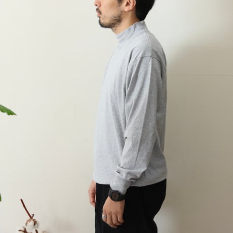 UNISEX / LIFEWEAR / Mock Neck Long Sleeve T-Shirt Draw Cord Custom Wash Tumbler