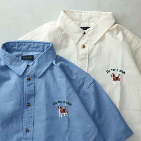 UNISEX / modem design / ONE POINT EMBROIDERY CHAMBRAY SHIRTS / M-2401459