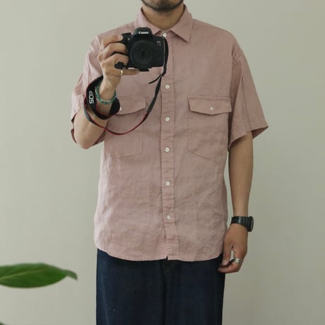 modem design / LINEN SHORT SLEEVE SHIRT / M-2501451