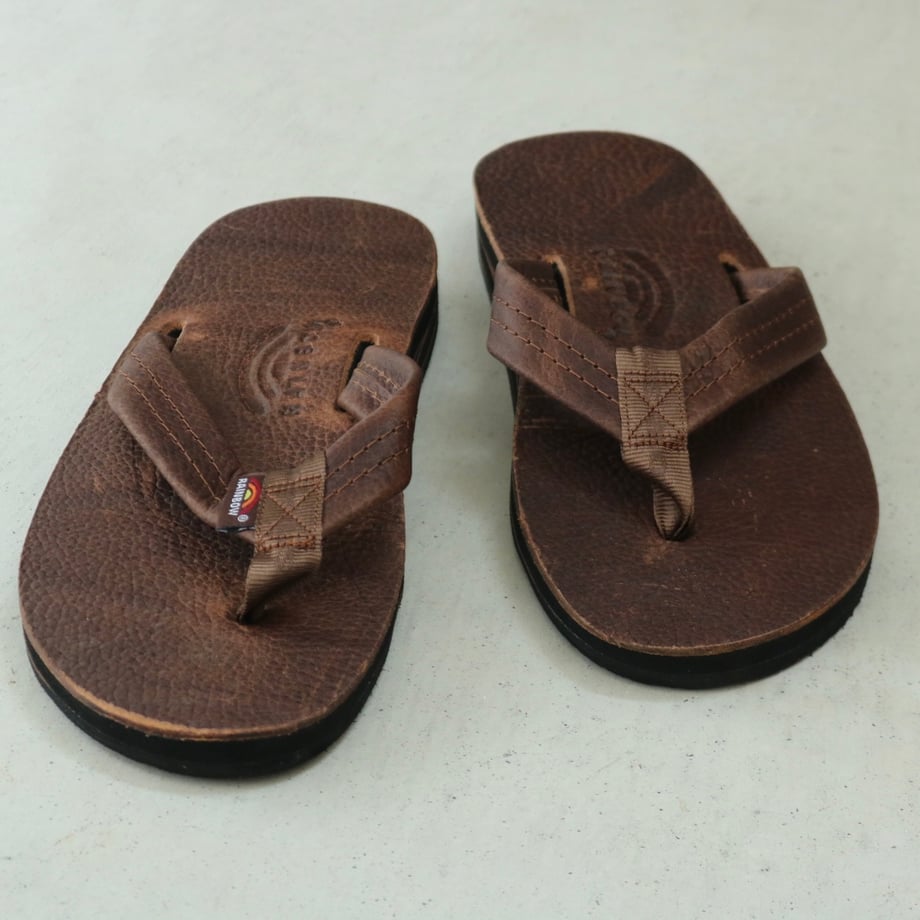 Rainbow Sandals Ladies Luxury Leather - Double Layer Arch Support With 1 Inch Strap, Nogales Wood, Ladies Size S / 5.5-6.5, Nogale Wood