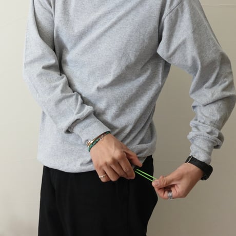 UNISEX / LIFEWEAR / Mock Neck Long Sleeve T-Shirt Draw Cord Custom Wash Tumbler