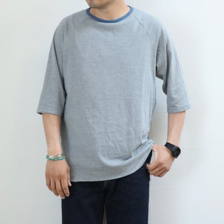 UNISEX / SPINNER BAIT / ラグラン五分袖 先染めヘンプボーダー / 1011HB