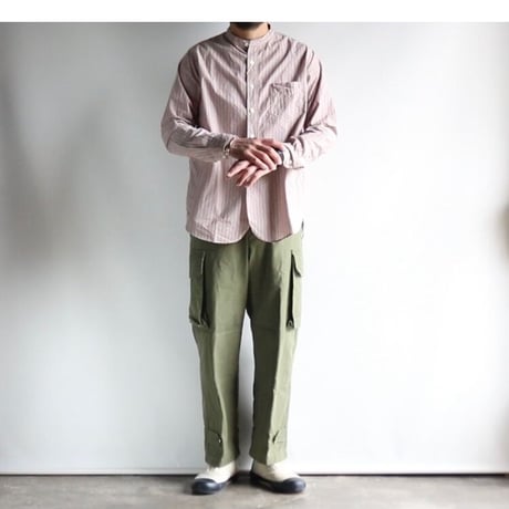 FOB FACTORY / STRIPE BAND COLLAR SHIRT / F3488