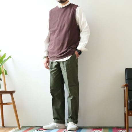 UNISEX / SPINNER BAIT / リブクルーネックベスト ミニ裏毛 / 127MU