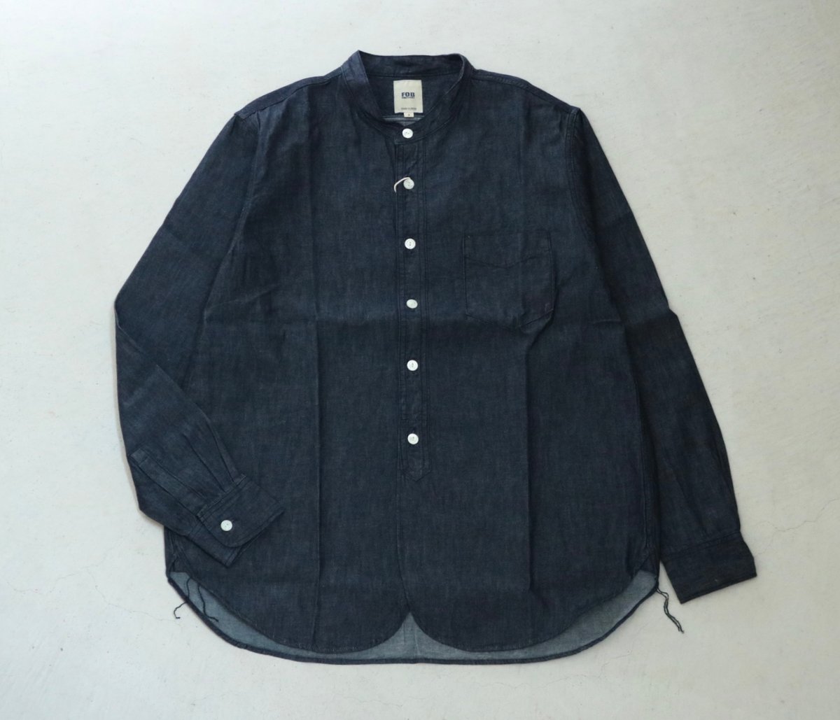 UNISEX / FOB FACTORY / DENIM BAND COLLAR SHIRT