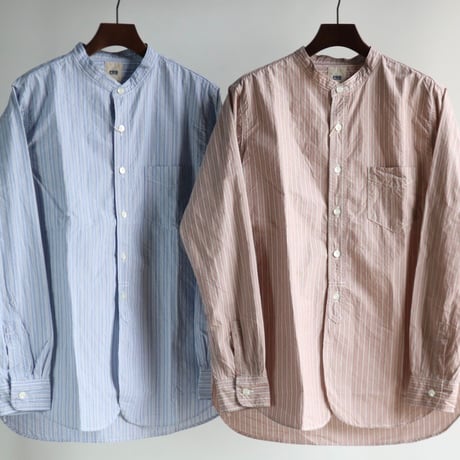 FOB FACTORY / STRIPE BAND COLLAR SHIRT / F3488