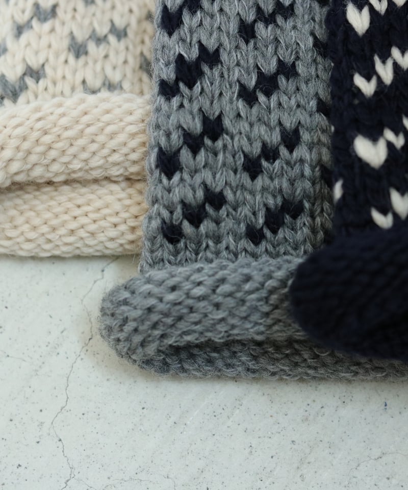 UNISEX / cableami / WOOL JACQUARD W/CAP with Po