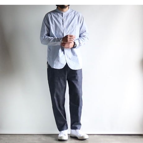 FOB FACTORY / STRIPE BAND COLLAR SHIRT / F3488