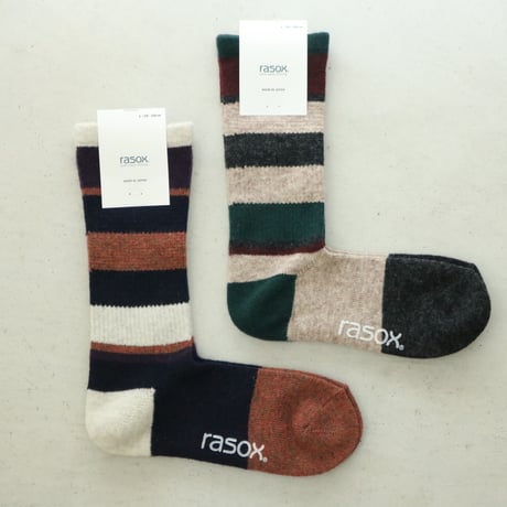 UNISEX / rasox / マルチボーダーウール・クルー / CA152CR03