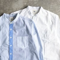 FOB FACTORY / CRAZY STRIPE BAND COLLAR SHIRT / F3465