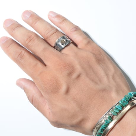 UNISEX / ナバホ族 Pat Bedonie / 1/2'' 14K サンバースト リング