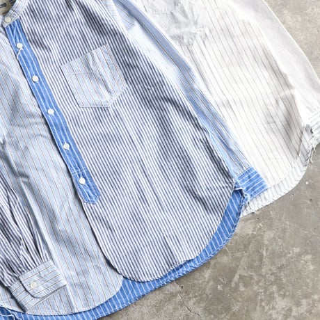 FOB FACTORY / CRAZY STRIPE BAND COLLAR SHIRT / F3465