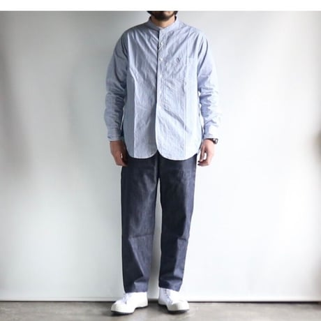 FOB FACTORY / STRIPE BAND COLLAR SHIRT / F3488