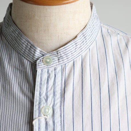 FOB FACTORY / CRAZY STRIPE BAND COLLAR SHIRT / F3465