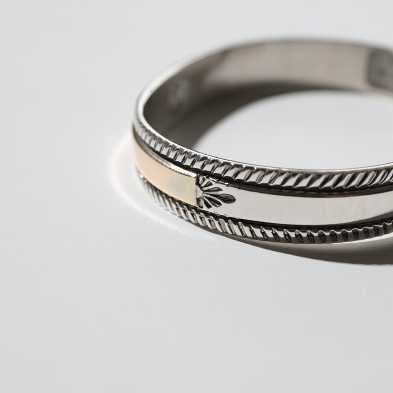 UNISEX / ナバホ族 Bruce Morgan / 3/8'' 14K チゼルワーク プ