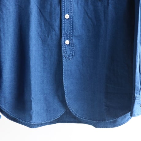 FOB FACTORY / INDIGO HERINGBORN BANDCOLLAR SHIRT / F3486