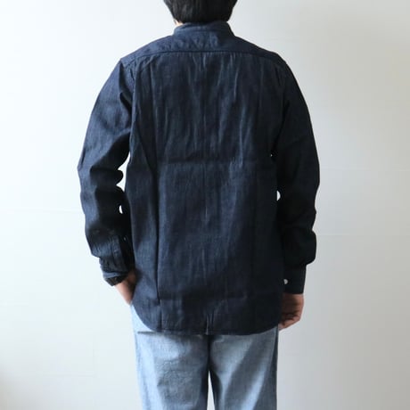 UNISEX / FOB FACTORY / DENIM BAND COLLAR SHIRT / F3470