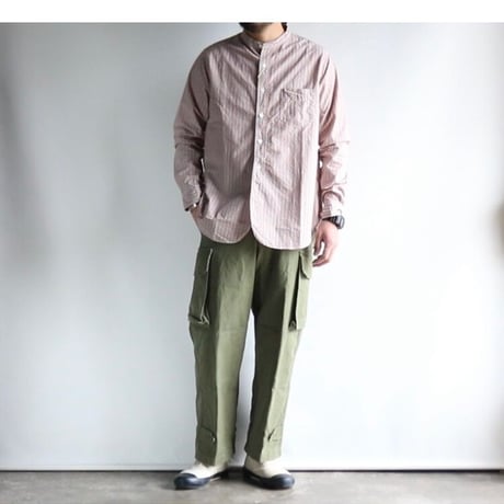 FOB FACTORY / STRIPE BAND COLLAR SHIRT / F3488