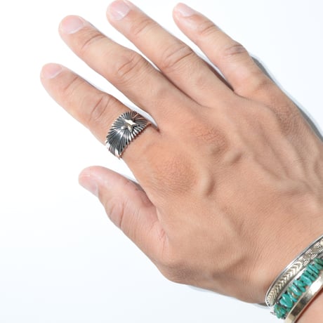 UNISEX / ナバホ族 Pat Bedonie / 1/2'' 14K スターバースト リング
