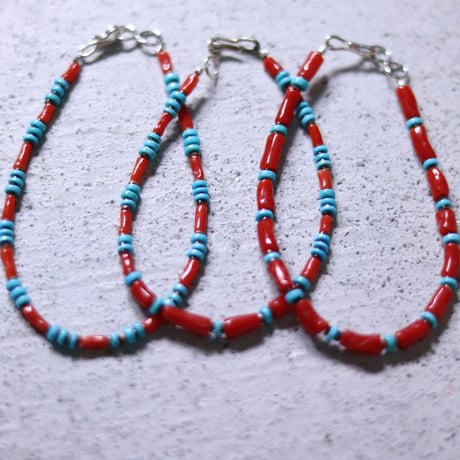 UNISEX / Coral&Turquoise ブレスレット