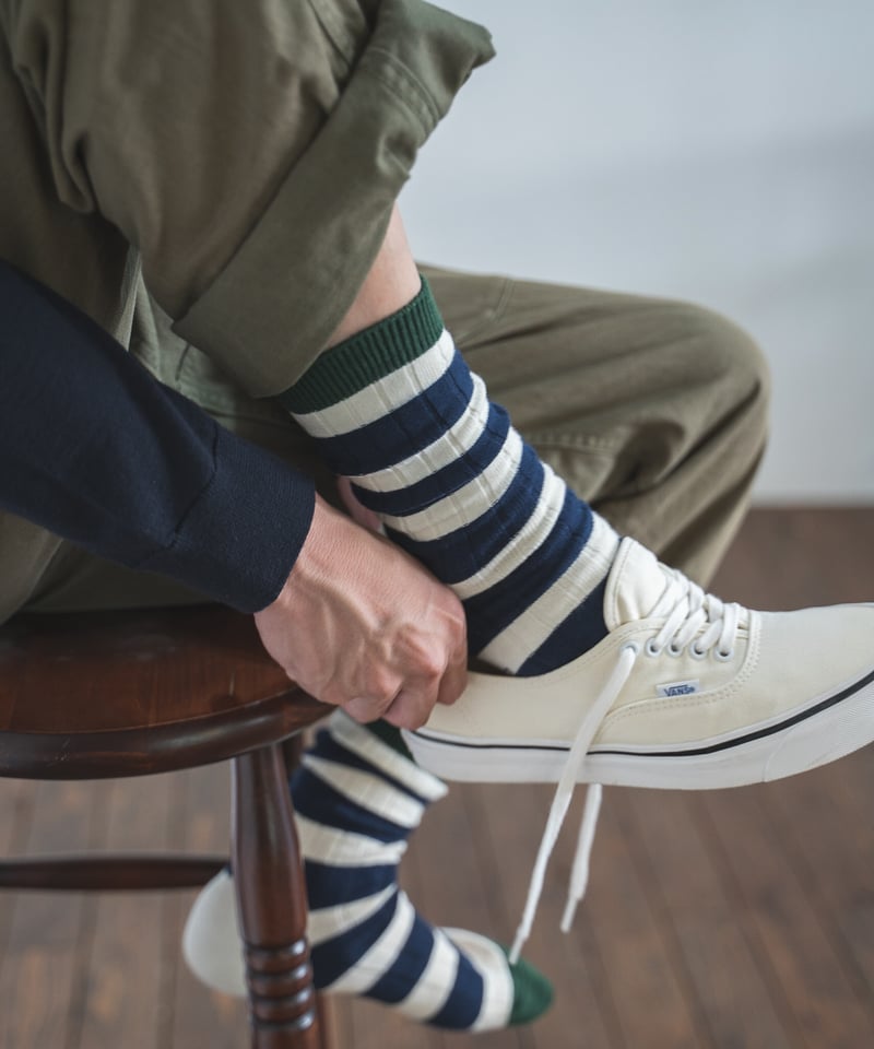 NAVY ROOTS / リブボーダーソックス / NR-SC23-02-4 | LINKS
