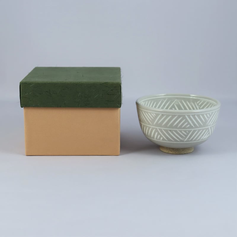 岩崎新定作 膳所焼三島写小茶盌 紙箱 | 茶道具にしやま