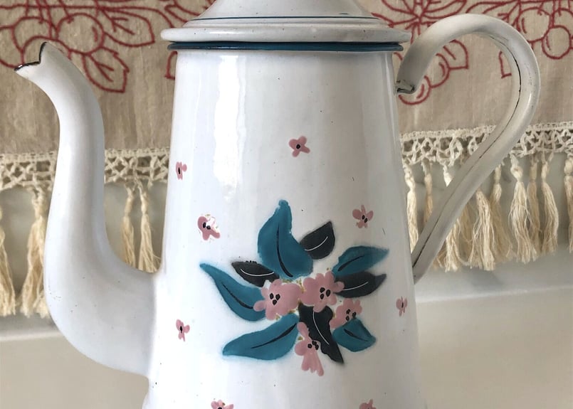 フランス JAPY クレマチス アンティーク ホーロー ポット