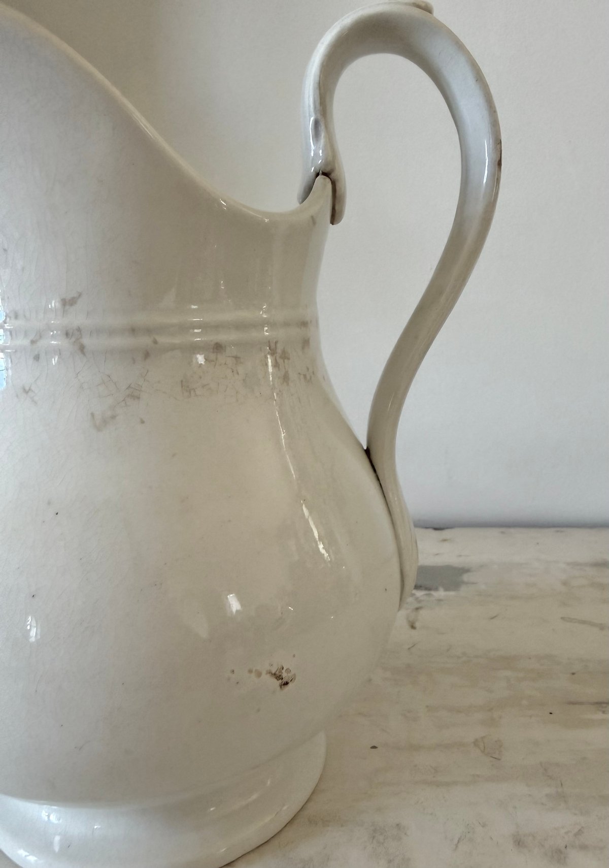 ※美品※フランスアンティーク　クレイユ エ モントロー　ピシェ　水差し ○アンティーク○ピシェ/水差し○クレイユエモントロー ○白 | Vintage