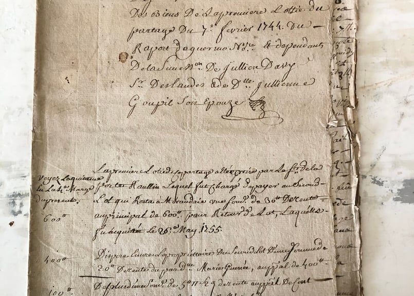 ○アンティーク18世紀○フランス古文書○9ページ⑤【難あり ○アンティーク18世紀○フランス古文書○9ページ⑤【難あり