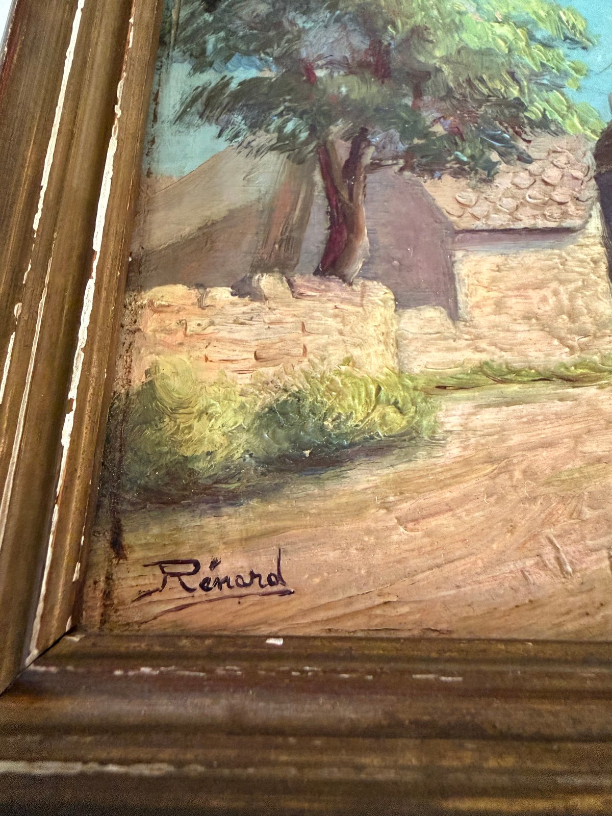 ○アンティーク○木製パネル南仏風景画○額付○家 | Vintage Lover