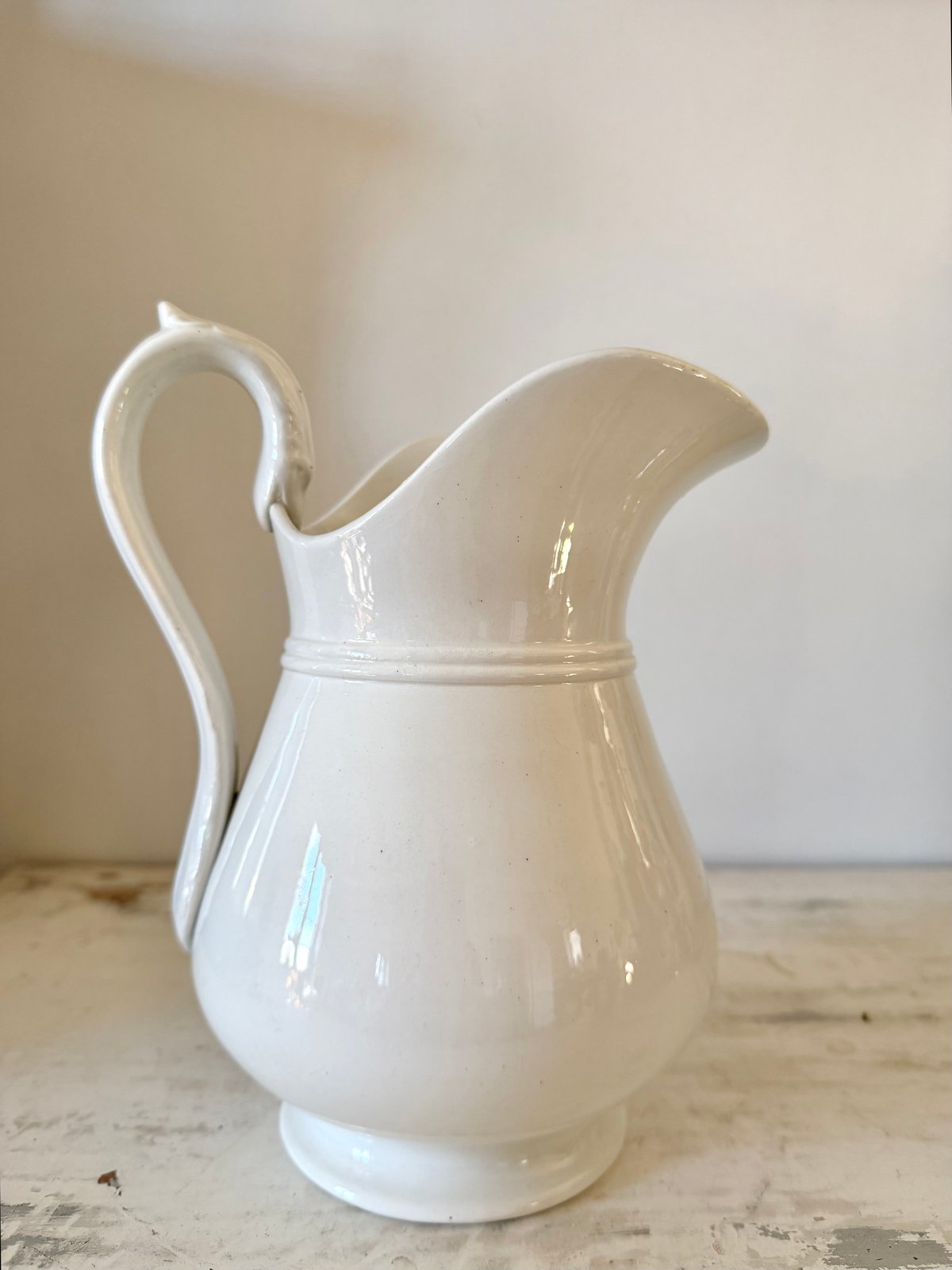 【美品】ジアン　水差し　ピシェ　白　フランス　アンティーク ○アンティーク○ピシェ/水差し○窯元不明○白 | Vintage Lover