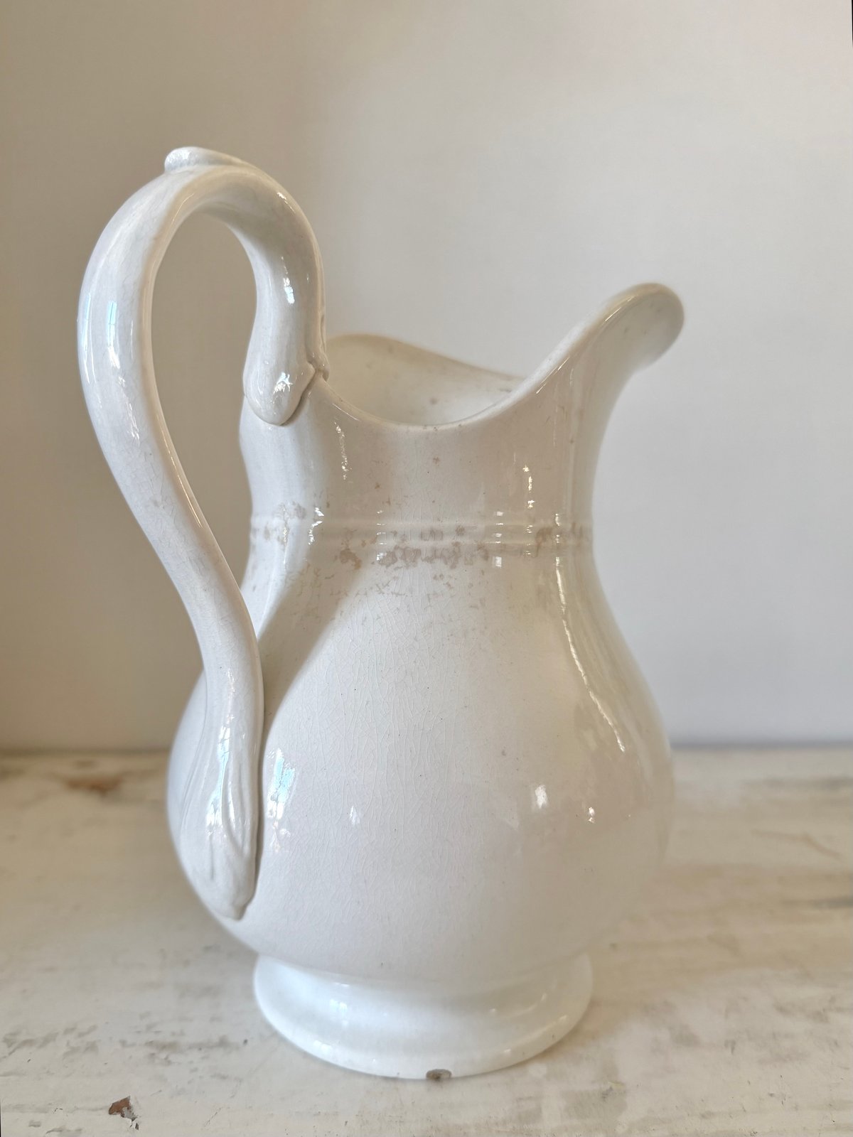 【美品】フランスアンティーク　リモージュ　白　ピシェ　水差し　変形オクトゴナル ○アンティーク○ピシェ/水差し○クレイユエモントロー ○白 | Vintage