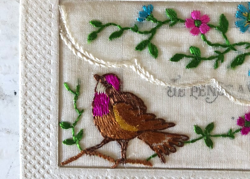 ○アンティーク○カード刺繍レース○小鳥○メッセージカード入り
