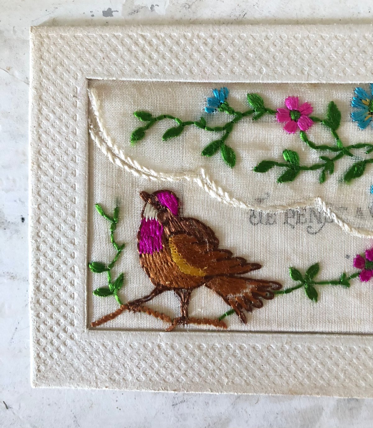 ○アンティーク○カード刺繍レース○小鳥○メッセージカード入り