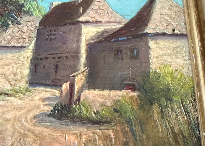 ○アンティーク○木製パネル南仏風景画○額付○家 | Vintage Lover