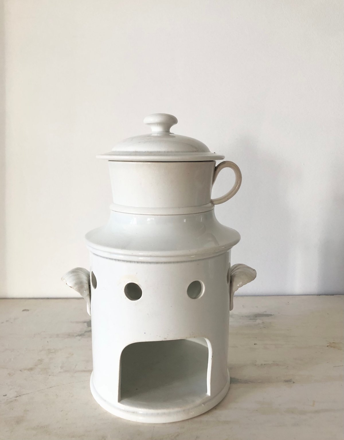 ○アンティーク○カップティザニエール○白○クレイユエモントロー