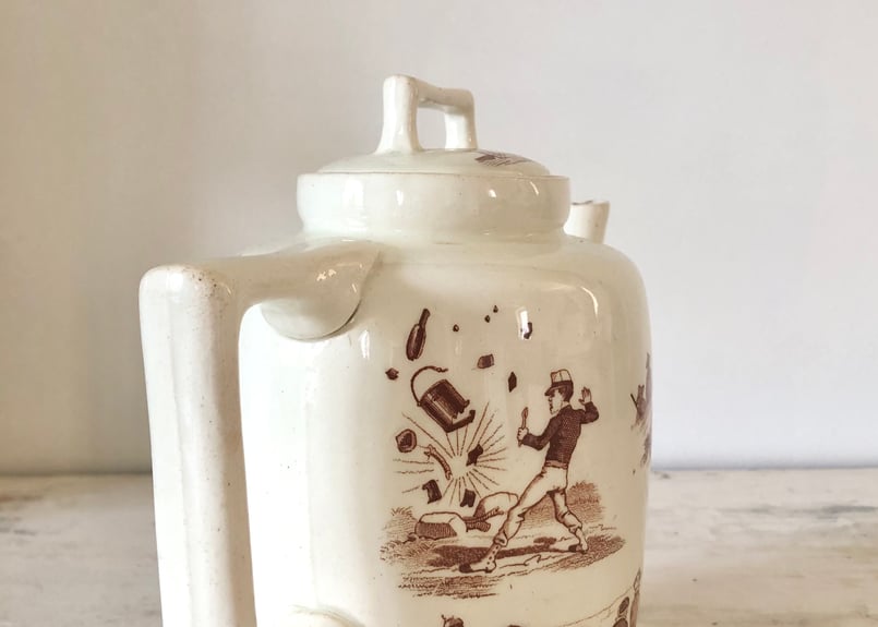 フランスアンティーク陶器リュネヴィルMesange茶ティーポット フランスアンティーク陶器リュネヴィルMesange茶ティーポット