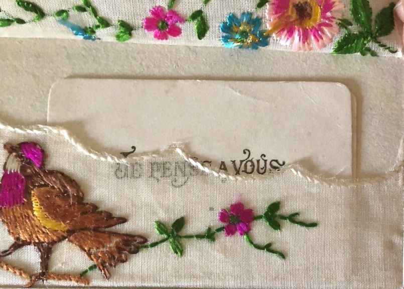 ○アンティーク○カード刺繍レース○小鳥○メッセージカード入り
